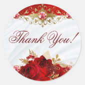 エレガントフローラ結婚のバラありがとう ラウンドシール (正面)