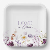 エレガントフローラ結婚のプレート – 愛を開花 ペーパープレート (正面)