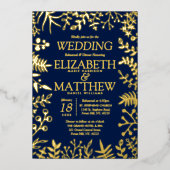 エレガントフローラ結婚のラハサルのディナー実在 箔招待状 (正面)