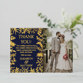 エレガントフローラ結婚の写真ありがとうご実在ざう 箔招待状 (立ち正面)