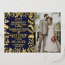 エレガントフローラ結婚の写真アナウンスメントカード