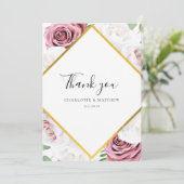 エレガントフローラ結婚の写真カスタム サンキューカード (スタンド正面)