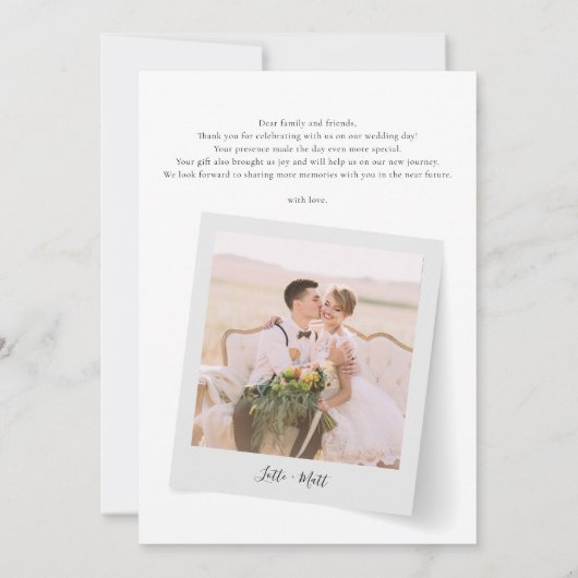 エレガントフローラ結婚の写真カスタム サンキューカード (裏面)
