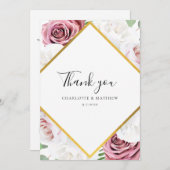 エレガントフローラ結婚の写真カスタム サンキューカード (正面/裏面)