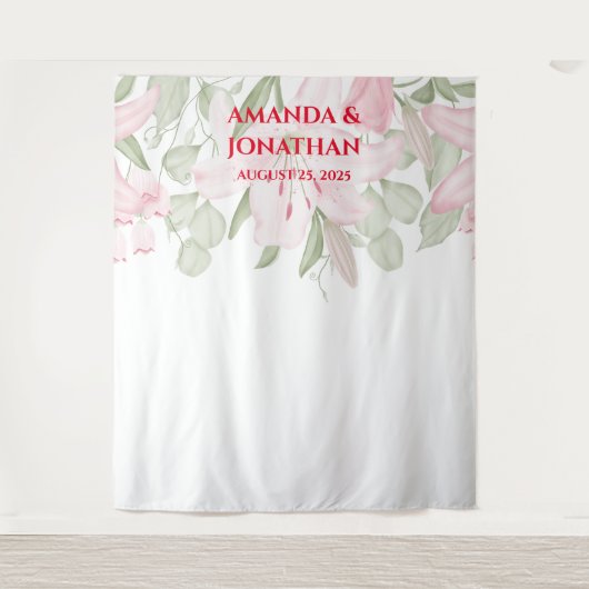 エレガントフローラ結婚の写真ブース背景 タペストリー (正面)
