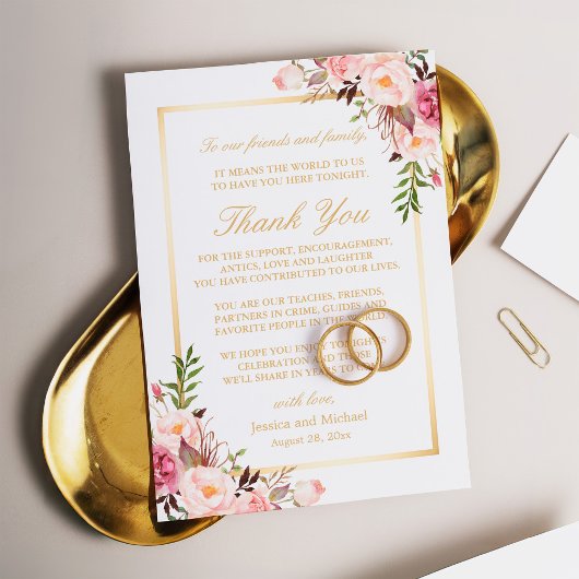 エレガントフローラ結婚の場所設定 サンキューカード