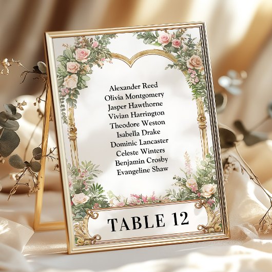 エレガントフローラ結婚の座席表の番号 招待状