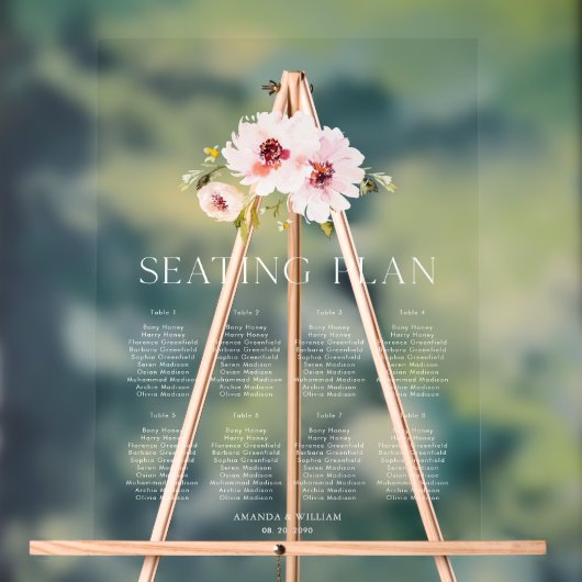 エレガントフローラ結婚の座席計画 アクリルサイン (ニュートラル)