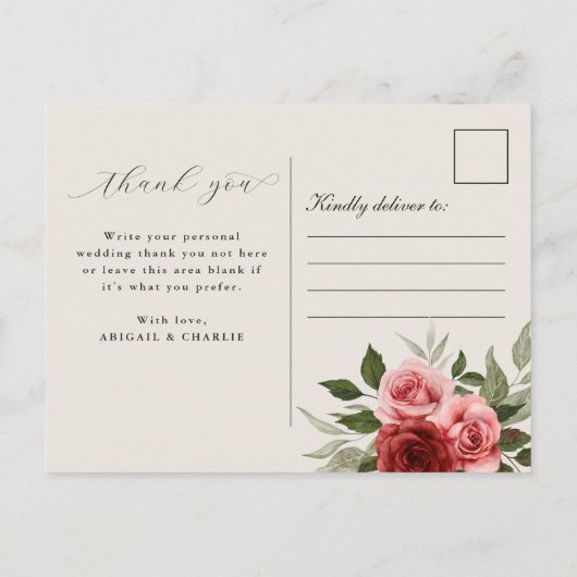 エレガントフローラ結婚の感謝はがき 案内ポストカード (裏面)