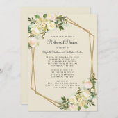 エレガントフローラ結婚の金ゴールドリハーサル 招待状 (正面/裏面)