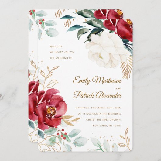 エレガントフローラ結婚の 招待状 (正面/裏面)