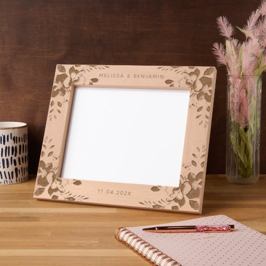 エレガントフローラ結婚のKeepsake写真 レーザー彫刻フレーム (左)