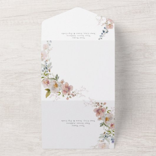 エレガントフローラ結婚のQRコード オールインワン招待状 (外側)