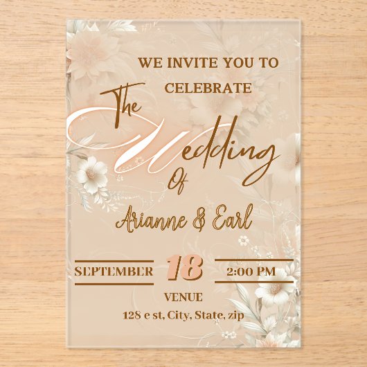 エレガントフローラ結婚アクリル招待状 アクリル招待状 (正面)