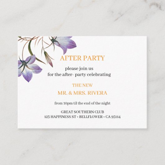 エレガントフローラ結婚アフターパーティー エンクロージャーカード (正面)