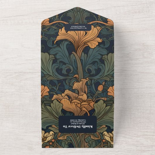 エレガントフローラ結婚アールヌーボー オールインワン招待状 (外側)