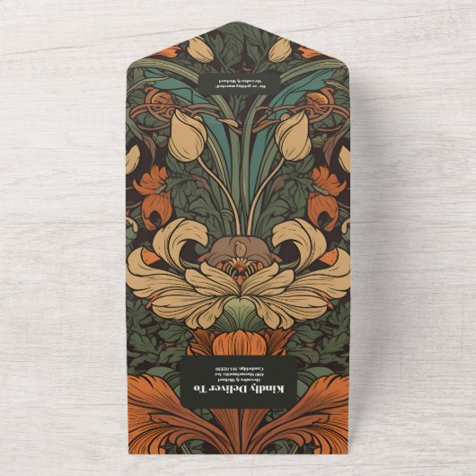 エレガントフローラ結婚アールヌーボー オールインワン招待状 (外側)