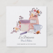 エレガントフローラ結婚ケーキメーカーベーカリーベーキング スクエア名刺 (正面)