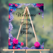 エレガントフローラ結婚ズ歓迎 – シックお祝い アクリルサイン (ニュートラル)