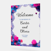 エレガントフローラ結婚ズ歓迎 – シックお祝い アクリルサイン (傾斜)