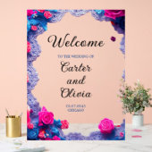 エレガントフローラ結婚ズ歓迎 – シックお祝い アクリルサイン (ウェディング)