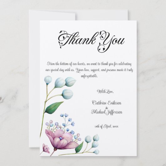 エレガントフローラ結婚ソフトボタニカルロマンス サンキューカード (正面)