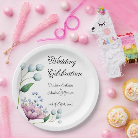 エレガントフローラ結婚ソフトボタニカルロマンス ペーパープレート (パーティー)