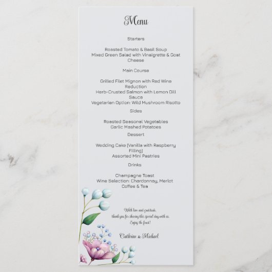 エレガントフローラ結婚ソフトボタニカルロマンス メニュー (正面)
