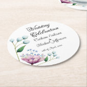 エレガントフローラ結婚ソフトボタニカルロマンス ラウンドペーパーコースター (アングル)