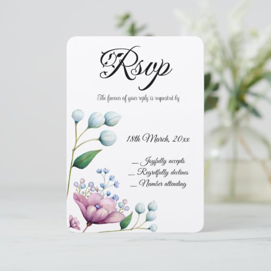 エレガントフローラ結婚ソフトボタニカルロマンス 出欠カード (スタンド正面)