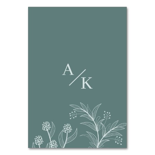 エレガントフローラ結婚ティール(緑がかった色) テーブルナンバー (裏面)