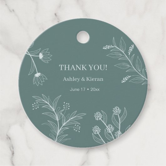 エレガントフローラ結婚ティール（緑がかった色） フェイバータグ (正面)