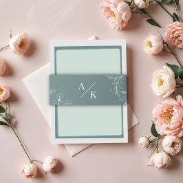 エレガントフローラ結婚ティール（緑がかった色） 招待状ベリーバンド