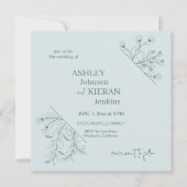 エレガントフローラ結婚ティール（緑がかった色） 招待状 (正面)