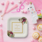 エレガントフローラ結婚バラ ペーパープレート (パーティー)