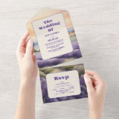 エレガントフローラ結婚ラベンダー オールインワン招待状 (貼ってはがせる)