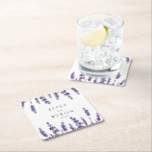 エレガントフローラ結婚ラベンダー スクエアペーパーコースター (インサイチュ)