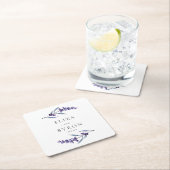 エレガントフローラ結婚ラベンダー スクエアペーパーコースター (インサイチュ)