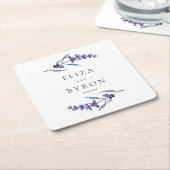 エレガントフローラ結婚ラベンダー スクエアペーパーコースター (アングル)