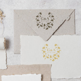 エレガントフローラ結婚リースイニシャル ラバースタンプ