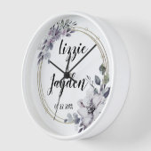 エレガントフローラ結婚リースパーソナライズされた 壁時計 (傾斜)