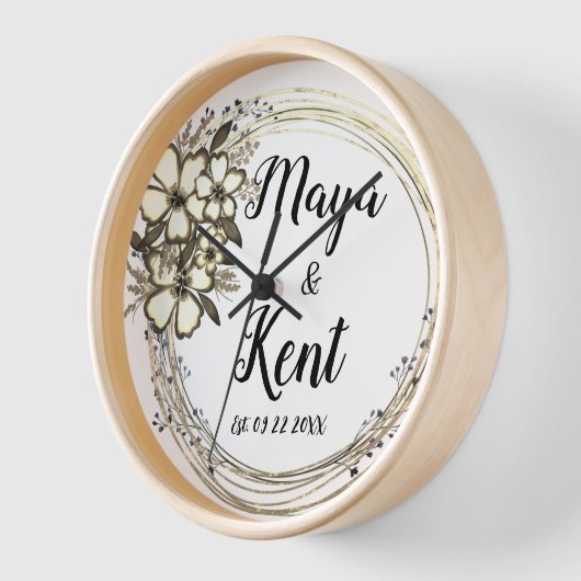 エレガントフローラ結婚リース 壁時計 (傾斜)