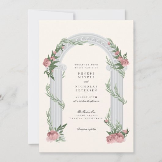 エレガントフローラ結婚列庭園の結婚式 招待状 (正面)