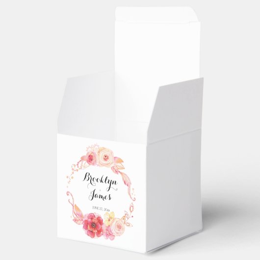 エレガントフローラ結婚式の引き出物箱リース フェイバーボックス (オープン)