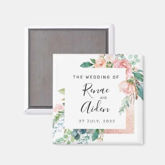 エレガントフローラ結婚式の引き出物結婚磁石 マグネット (正面/裏面)