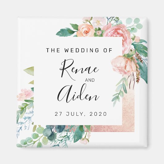 エレガントフローラ結婚式の引き出物結婚磁石 マグネット (正面)