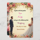 エレガントフローラ結婚式招待状カスタム- 招待状 (正面/裏面)