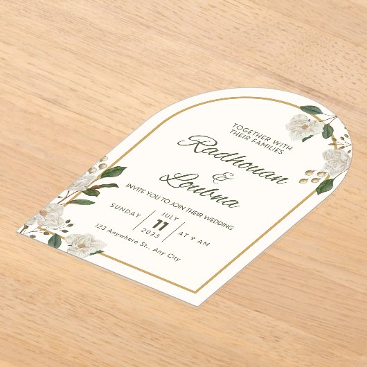 エレガントフローラ結婚式招待状カードデザイン アクリル招待状 (レイダウン)