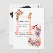 エレガントフローラ結婚式招待状カード – ロマンチック ポストカード (正面/裏面)