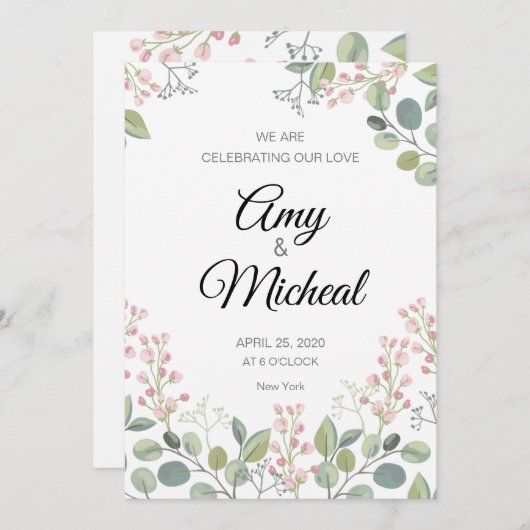 エレガントフローラ結婚式招待状カード 招待状 (正面/裏面)